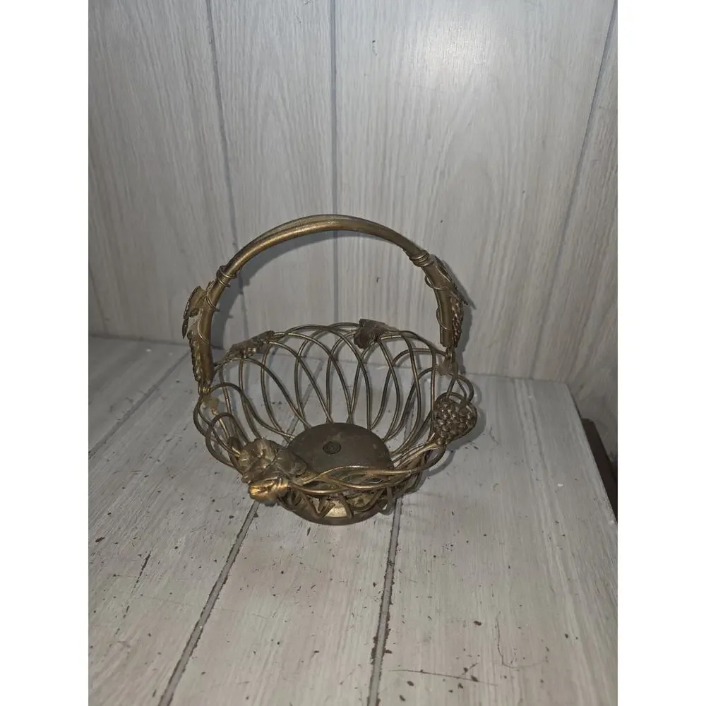 Vtg Godinger Silver Co Woven Baskets Grape Motif Swivel Handle 8